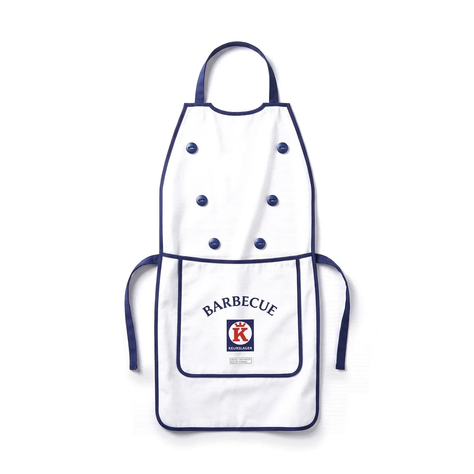 Keukenschort met Keurslager-logo, productfoto op witte achtergrond
